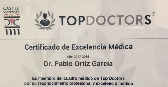 Top Doctors nos ha otorgado su Certificado de Excelencia Médica